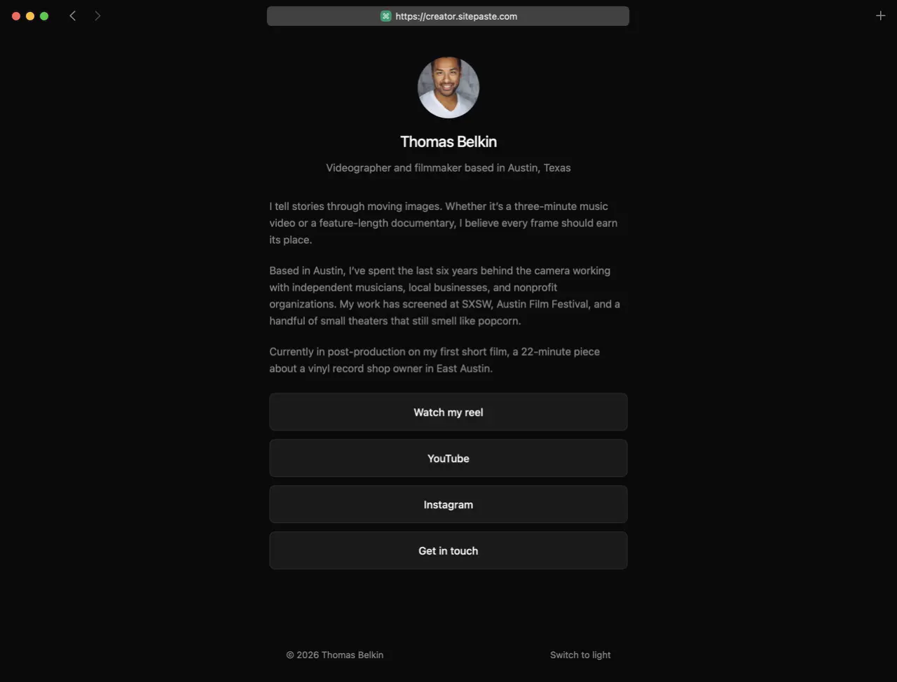 Creator site example
