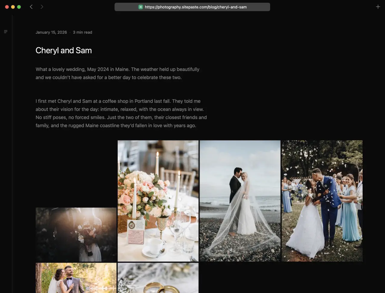 Photography portfolio example