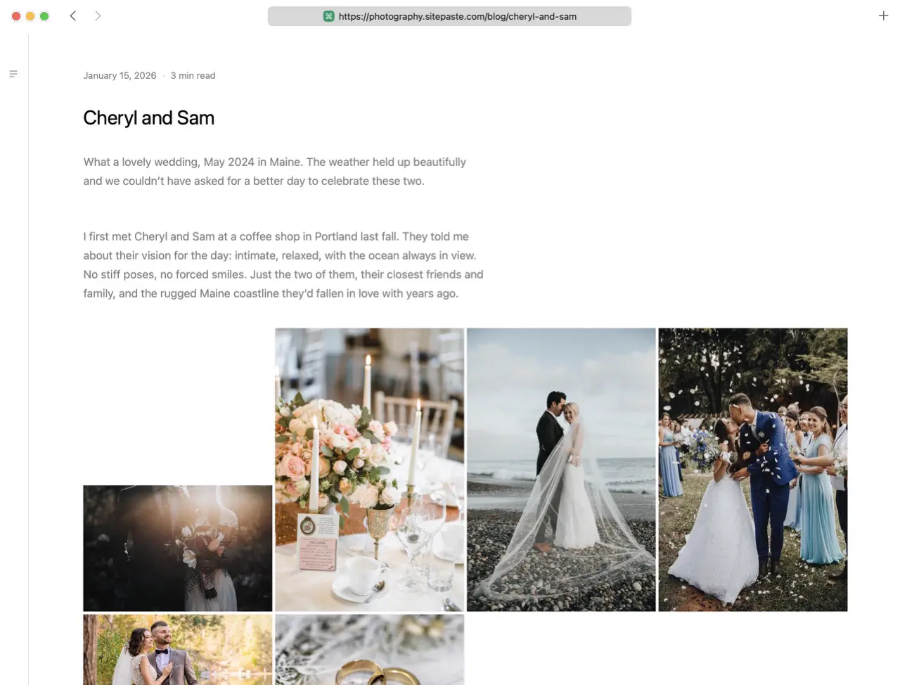 Photography portfolio example